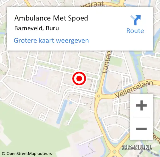 Locatie op kaart van de 112 melding: Ambulance Met Spoed Naar Barneveld, Buru op 15 september 2022 17:46