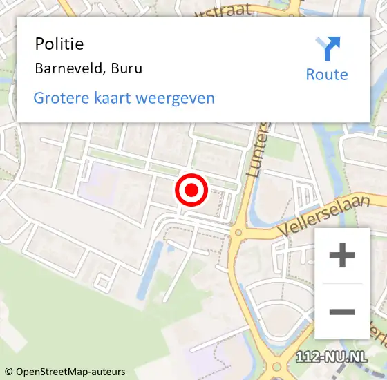 Locatie op kaart van de 112 melding: Politie Barneveld, Buru op 15 september 2022 17:50