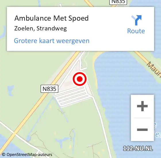 Locatie op kaart van de 112 melding: Ambulance Met Spoed Naar Zoelen, Strandweg op 15 september 2022 18:00