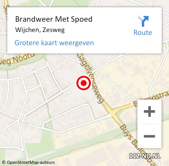 Locatie op kaart van de 112 melding: Brandweer Met Spoed Naar Wijchen, Zesweg op 15 september 2022 18:23