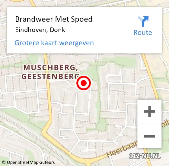 Locatie op kaart van de 112 melding: Brandweer Met Spoed Naar Eindhoven, Donk op 15 september 2022 18:59