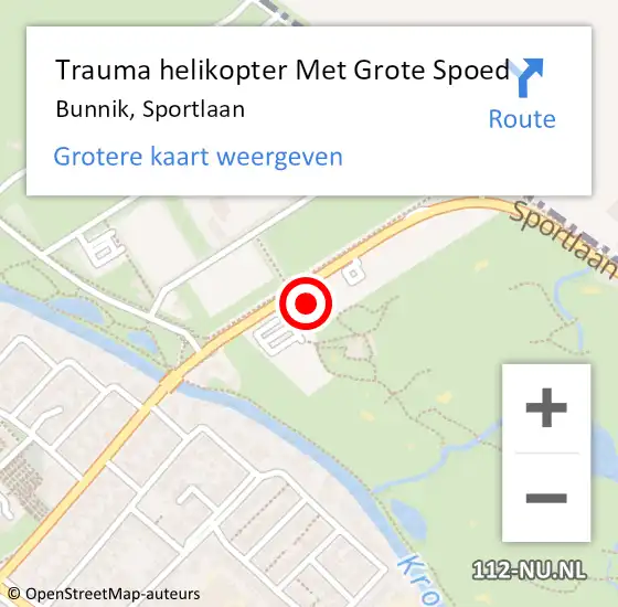 Locatie op kaart van de 112 melding: Trauma helikopter Met Grote Spoed Naar Bunnik, Sportlaan op 15 september 2022 19:11