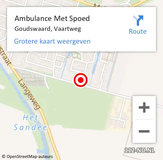 Locatie op kaart van de 112 melding: Ambulance Met Spoed Naar Goudswaard, Vaartweg op 15 september 2022 19:19