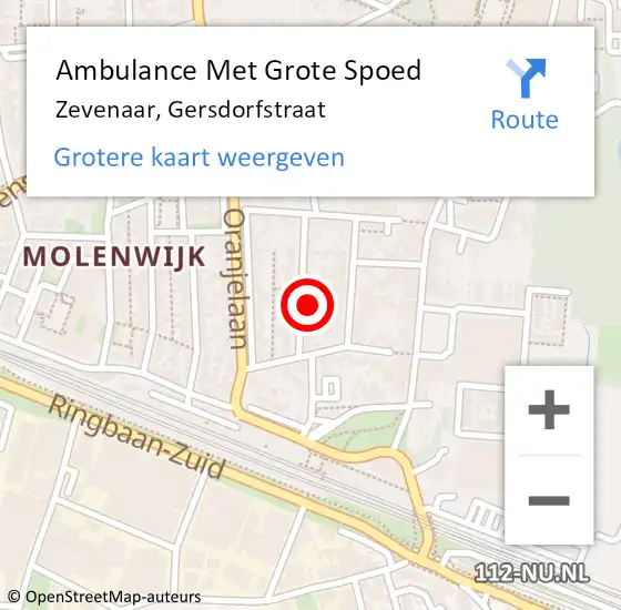 Locatie op kaart van de 112 melding: Ambulance Met Grote Spoed Naar Zevenaar, Gersdorfstraat op 15 september 2022 19:23