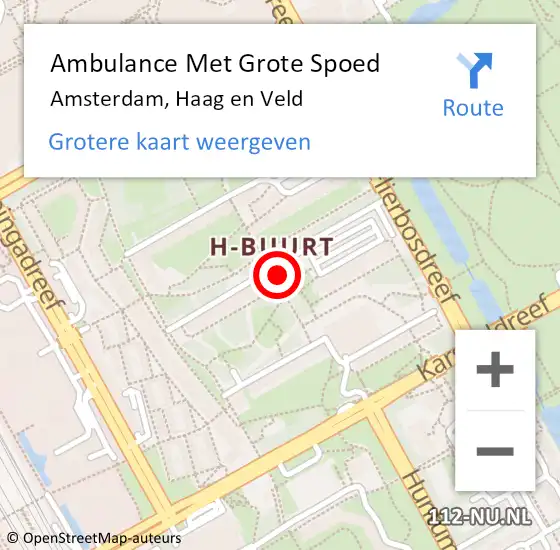 Locatie op kaart van de 112 melding: Ambulance Met Grote Spoed Naar Amsterdam-Zuidoost, Haag en Veld op 15 september 2022 19:28