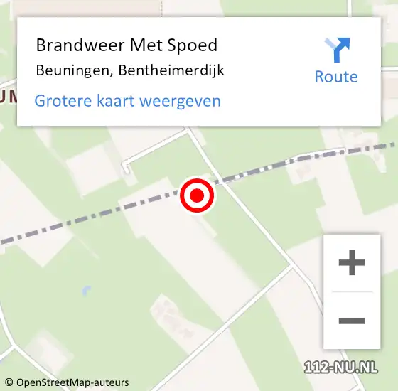 Locatie op kaart van de 112 melding: Brandweer Met Spoed Naar Beuningen, Bentheimerdijk op 15 september 2022 19:43