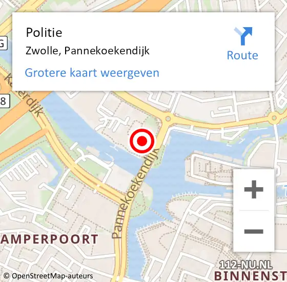 Locatie op kaart van de 112 melding: Politie Zwolle, Pannekoekendijk op 15 september 2022 20:20