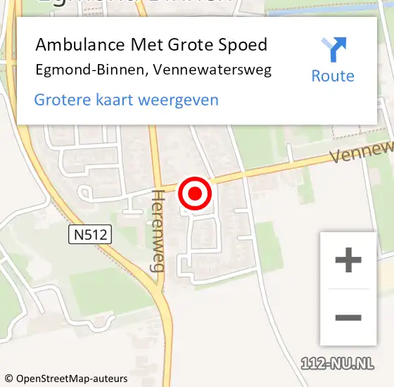 Locatie op kaart van de 112 melding: Ambulance Met Grote Spoed Naar Egmond-Binnen, Vennewatersweg op 15 september 2022 20:35