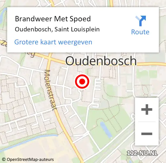 Locatie op kaart van de 112 melding: Brandweer Met Spoed Naar Oudenbosch, Saint Louisplein op 15 september 2022 20:57