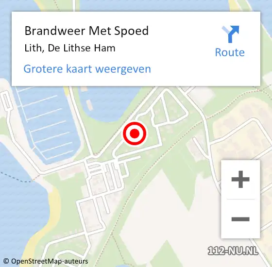 Locatie op kaart van de 112 melding: Brandweer Met Spoed Naar Lith, De Lithse Ham op 15 september 2022 21:02