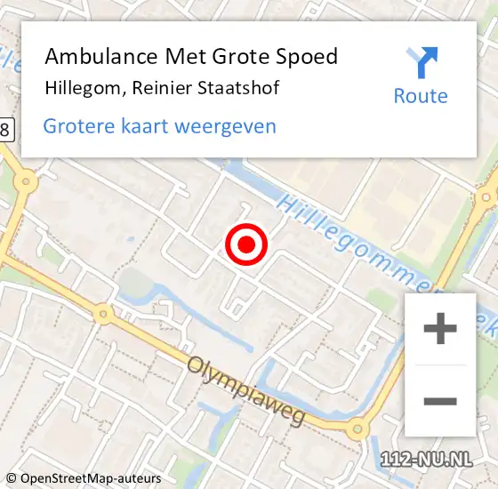 Locatie op kaart van de 112 melding: Ambulance Met Grote Spoed Naar Hillegom, Reinier Staatshof op 15 september 2022 21:20