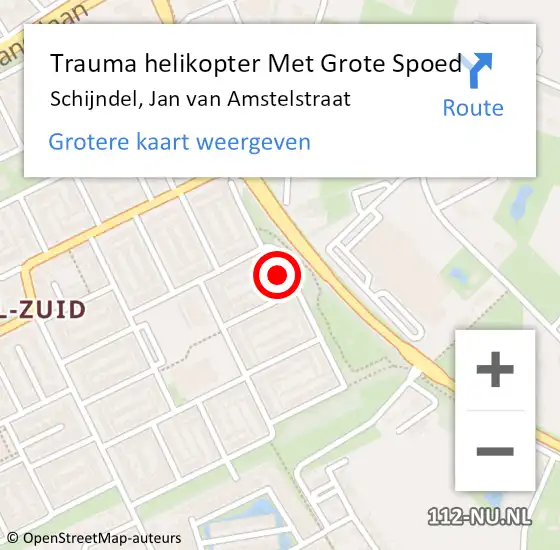 Locatie op kaart van de 112 melding: Trauma helikopter Met Grote Spoed Naar Schijndel, Jan van Amstelstraat op 15 september 2022 21:32