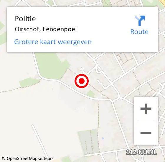 Locatie op kaart van de 112 melding: Politie Oirschot, Eendenpoel op 15 september 2022 22:03