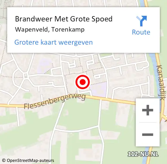 Locatie op kaart van de 112 melding: Brandweer Met Grote Spoed Naar Wapenveld, Torenkamp op 15 september 2022 23:11