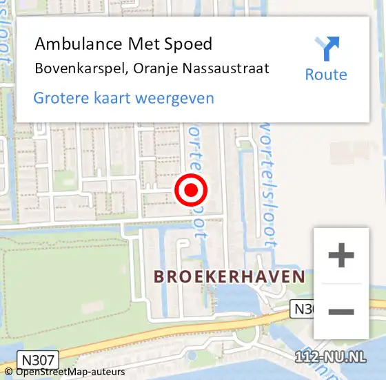 Locatie op kaart van de 112 melding: Ambulance Met Spoed Naar Bovenkarspel, Oranje Nassaustraat op 15 september 2022 23:37