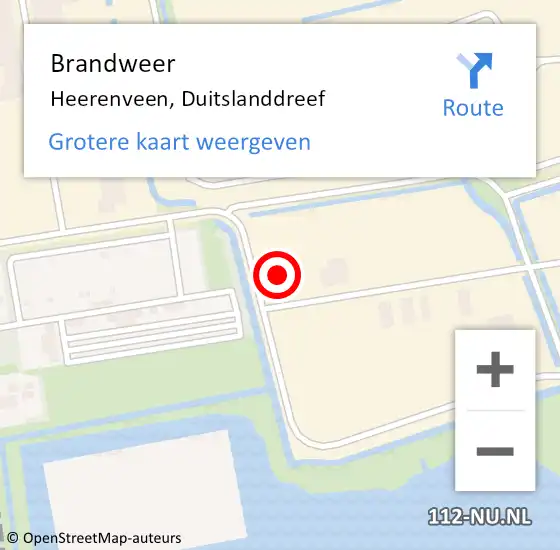 Locatie op kaart van de 112 melding: Brandweer Heerenveen, Duitslanddreef op 15 september 2022 23:38