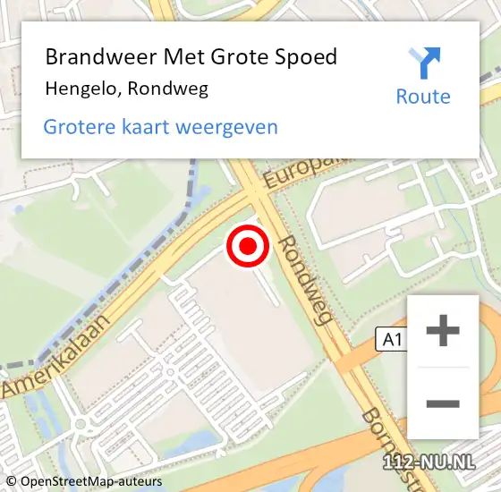 Locatie op kaart van de 112 melding: Brandweer Met Grote Spoed Naar Hengelo, Rondweg op 15 september 2022 23:50