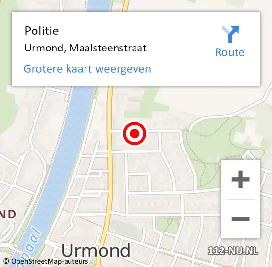 Locatie op kaart van de 112 melding: Politie Urmond, Maalsteenstraat op 16 september 2022 00:38