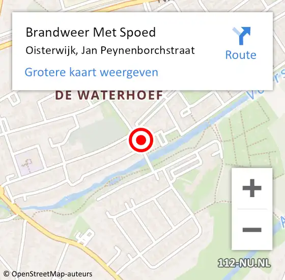 Locatie op kaart van de 112 melding: Brandweer Met Spoed Naar Oisterwijk, Jan Peynenborchstraat op 16 september 2022 00:40