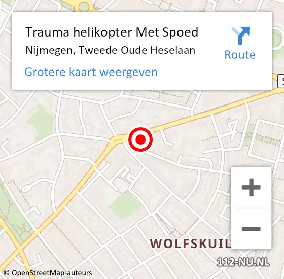 Locatie op kaart van de 112 melding: Trauma helikopter Met Spoed Naar Nijmegen, Tweede Oude Heselaan op 16 september 2022 01:09