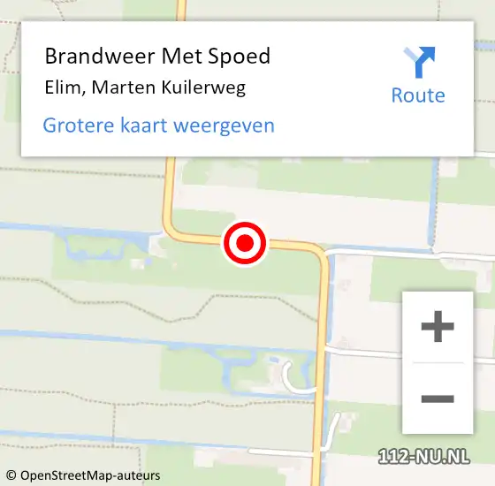 Locatie op kaart van de 112 melding: Brandweer Met Spoed Naar Elim, Marten Kuilerweg op 29 juli 2014 13:26