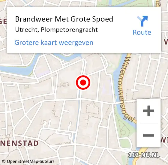 Locatie op kaart van de 112 melding: Brandweer Met Grote Spoed Naar Utrecht, Plompetorengracht op 16 september 2022 01:57