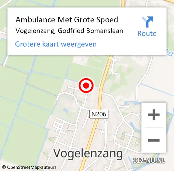 Locatie op kaart van de 112 melding: Ambulance Met Grote Spoed Naar Vogelenzang, Godfried Bomanslaan op 16 september 2022 02:32