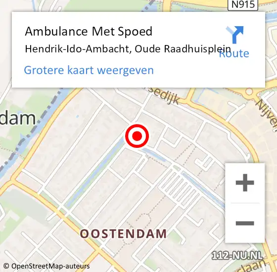 Locatie op kaart van de 112 melding: Ambulance Met Spoed Naar Hendrik-Ido-Ambacht, Oude Raadhuisplein op 16 september 2022 02:49