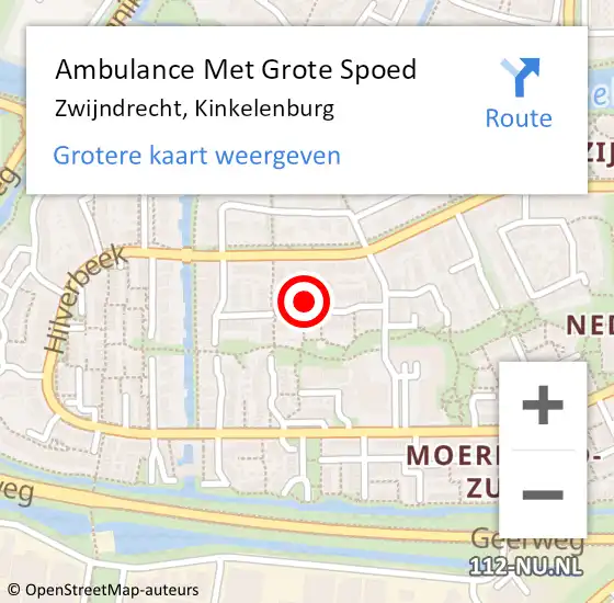 Locatie op kaart van de 112 melding: Ambulance Met Grote Spoed Naar Zwijndrecht, Kinkelenburg op 16 september 2022 03:14