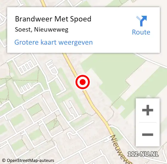 Locatie op kaart van de 112 melding: Brandweer Met Spoed Naar Soest, Nieuweweg op 16 september 2022 05:33