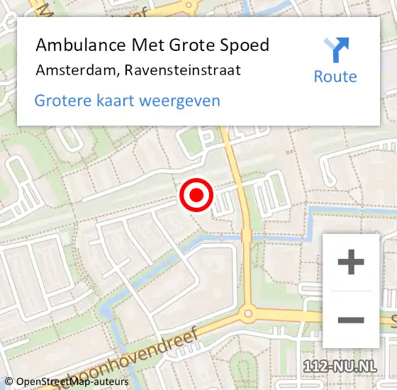 Locatie op kaart van de 112 melding: Ambulance Met Grote Spoed Naar Amsterdam-Zuidoost, Ravensteinstraat op 16 september 2022 05:58