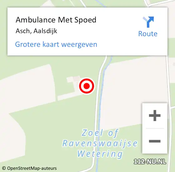 Locatie op kaart van de 112 melding: Ambulance Met Spoed Naar Asch, Aalsdijk op 16 september 2022 06:26