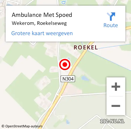 Locatie op kaart van de 112 melding: Ambulance Met Spoed Naar Wekerom, Roekelseweg op 16 september 2022 06:38