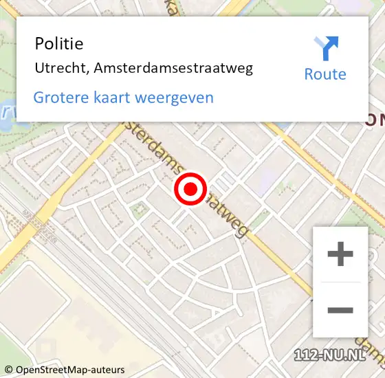 Locatie op kaart van de 112 melding: Politie Utrecht, Amsterdamsestraatweg op 16 september 2022 06:45