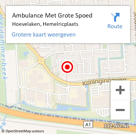 Locatie op kaart van de 112 melding: Ambulance Met Grote Spoed Naar Hoevelaken, Hemelricplaats op 16 september 2022 07:18