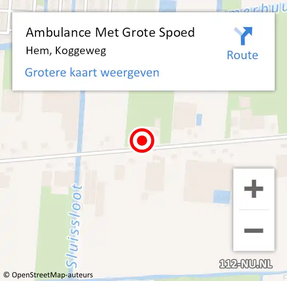 Locatie op kaart van de 112 melding: Ambulance Met Grote Spoed Naar Hem, Koggeweg op 16 september 2022 07:32