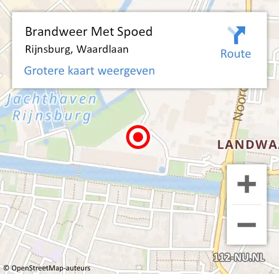 Locatie op kaart van de 112 melding: Brandweer Met Spoed Naar Rijnsburg, Waardlaan op 16 september 2022 08:05