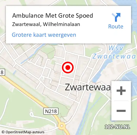 Locatie op kaart van de 112 melding: Ambulance Met Grote Spoed Naar Zwartewaal, Wilhelminalaan op 16 september 2022 08:11