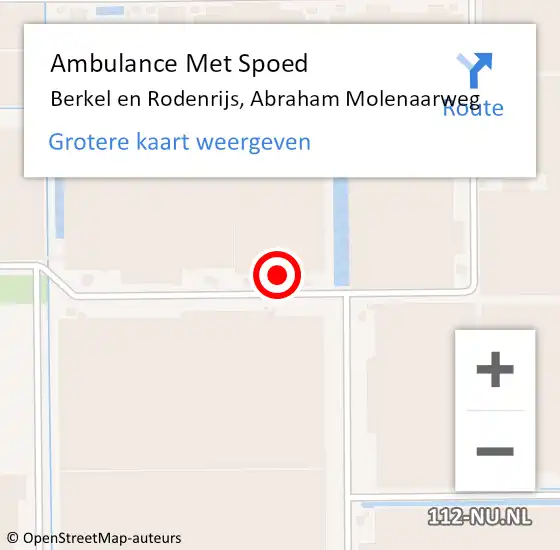 Locatie op kaart van de 112 melding: Ambulance Met Spoed Naar Berkel en Rodenrijs, Abraham Molenaarweg op 16 september 2022 08:36