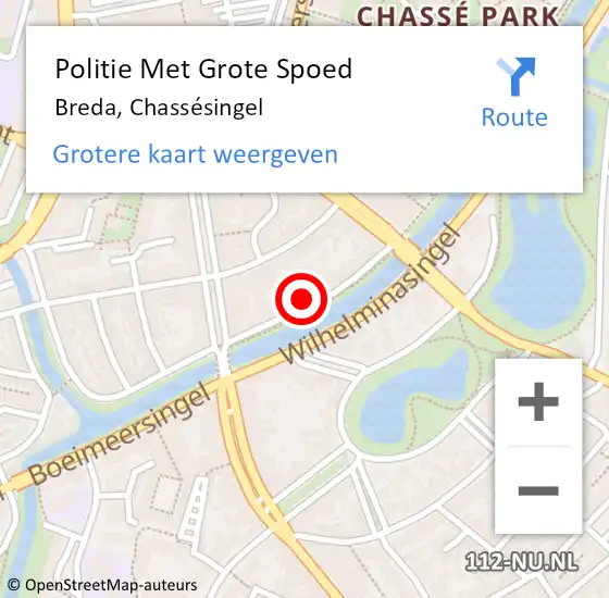 Locatie op kaart van de 112 melding: Politie Met Grote Spoed Naar Breda, Chassésingel op 16 september 2022 08:46