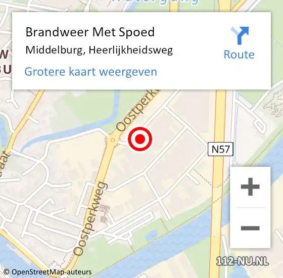 Locatie op kaart van de 112 melding: Brandweer Met Spoed Naar Middelburg, Heerlijkheidsweg op 16 september 2022 09:06