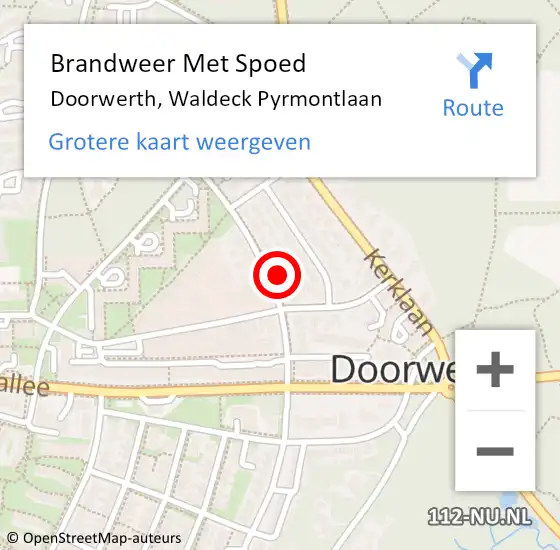 Locatie op kaart van de 112 melding: Brandweer Met Spoed Naar Doorwerth, Waldeck Pyrmontlaan op 16 september 2022 09:17