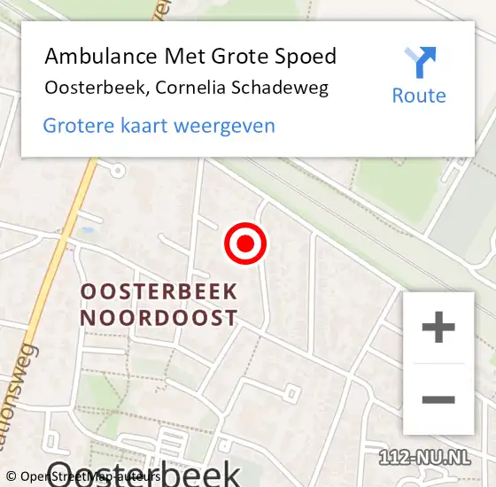 Locatie op kaart van de 112 melding: Ambulance Met Grote Spoed Naar Oosterbeek, Cornelia Schadeweg op 16 september 2022 09:30