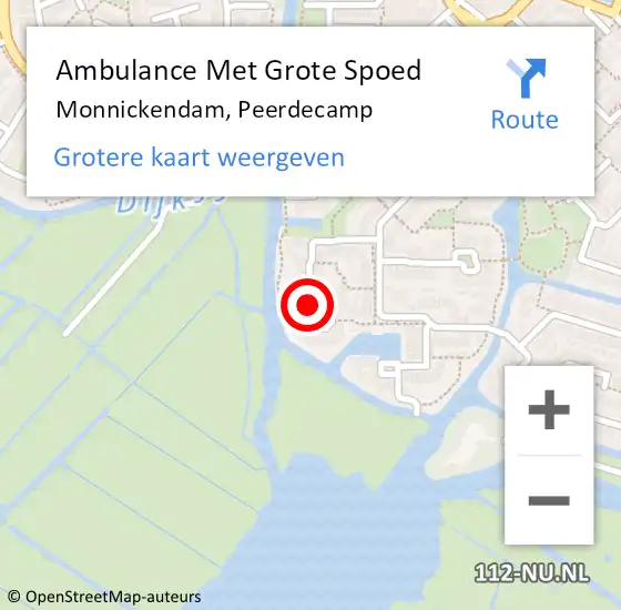 Locatie op kaart van de 112 melding: Ambulance Met Grote Spoed Naar Monnickendam, Peerdecamp op 16 september 2022 09:30