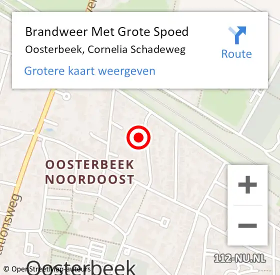 Locatie op kaart van de 112 melding: Brandweer Met Grote Spoed Naar Oosterbeek, Cornelia Schadeweg op 16 september 2022 09:43