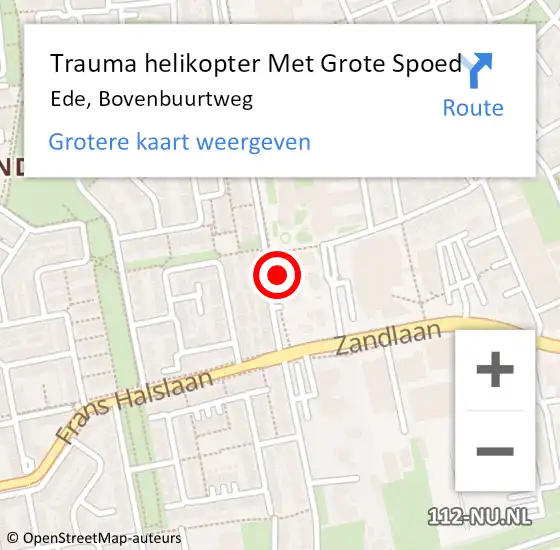 Locatie op kaart van de 112 melding: Trauma helikopter Met Grote Spoed Naar Ede, Bovenbuurtweg op 16 september 2022 10:03
