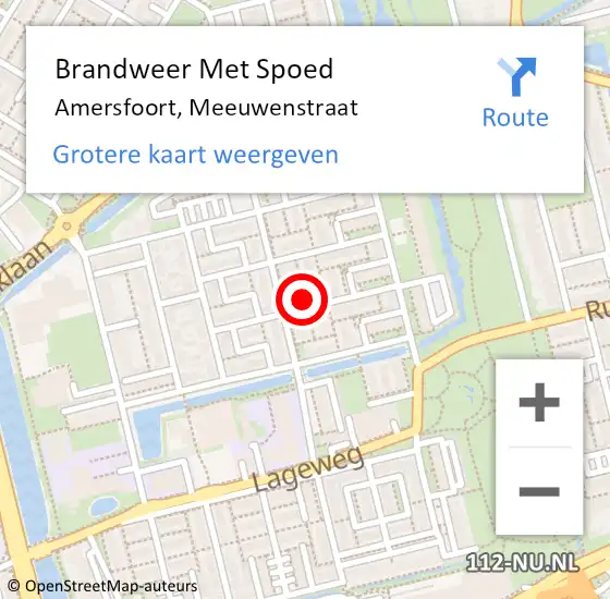 Locatie op kaart van de 112 melding: Brandweer Met Spoed Naar Amersfoort, Meeuwenstraat op 16 september 2022 10:20