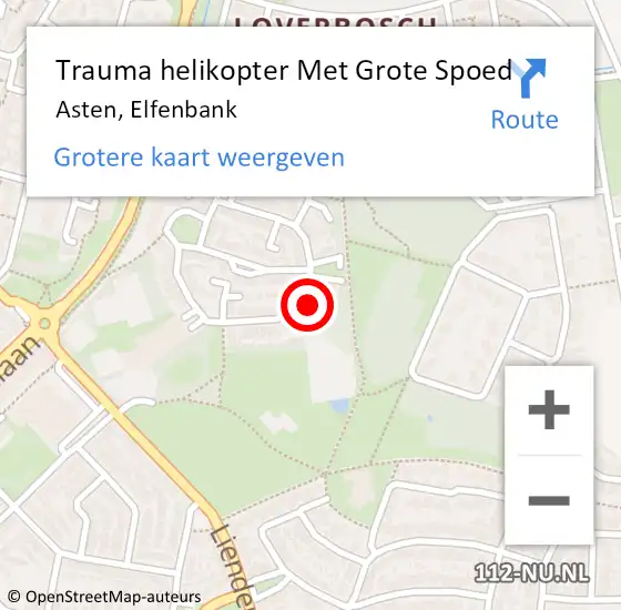Locatie op kaart van de 112 melding: Trauma helikopter Met Grote Spoed Naar Asten, Elfenbank op 16 september 2022 10:23
