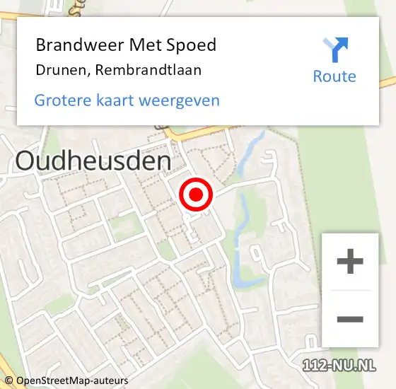 Locatie op kaart van de 112 melding: Brandweer Met Spoed Naar Drunen, Rembrandtlaan op 16 september 2022 10:28