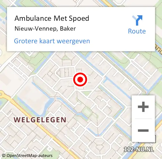 Locatie op kaart van de 112 melding: Ambulance Met Spoed Naar Nieuw-Vennep, Baker op 16 september 2022 10:29